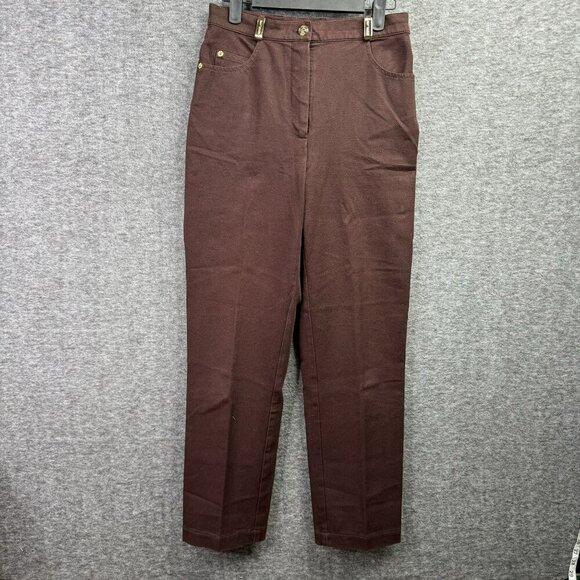 St. John Sport Essential by Marie Gray Brown Pants Size 2 Gold accent high waist - Picture 8 of 8